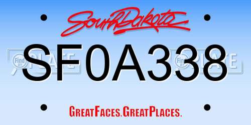 SF0A338 South Dakota License Plate