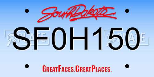 SF0H150 South Dakota License Plate