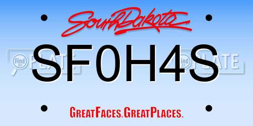 SF0H4S South Dakota License Plate
