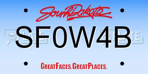 SF0W4B South Dakota License Plate