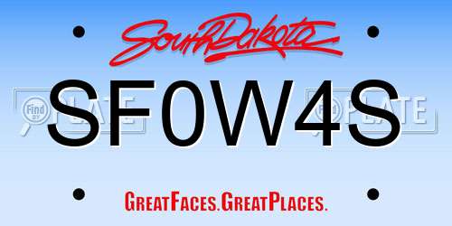 SF0W4S South Dakota License Plate