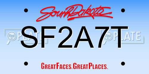 SF2A7T South Dakota License Plate