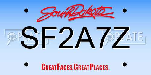 SF2A7Z South Dakota License Plate
