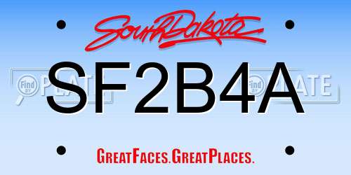 SF2B4A South Dakota License Plate