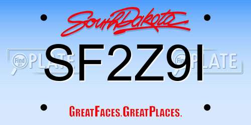 SF2Z9I South Dakota License Plate