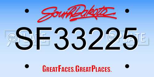 SF33225 South Dakota License Plate