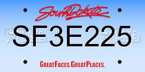 SF3E225 South Dakota License Plate