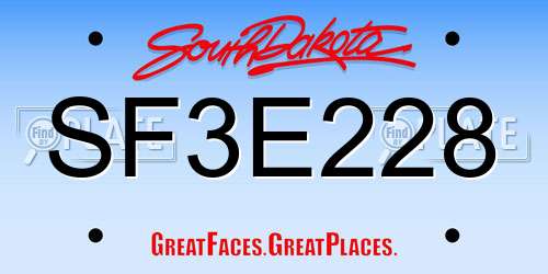 SF3E228 South Dakota License Plate