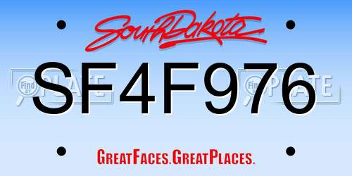 SF4F976 South Dakota License Plate