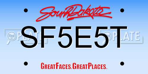 SF5E5T South Dakota License Plate