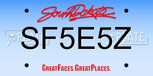 SF5E5Z South Dakota License Plate