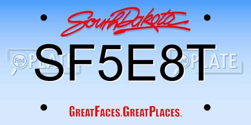 SF5E8T South Dakota License Plate