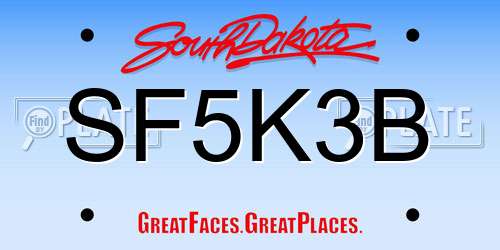 SF5K3B South Dakota License Plate