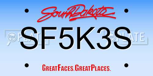 SF5K3S South Dakota License Plate