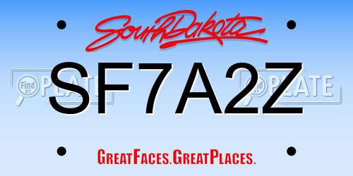 SF7A2Z South Dakota License Plate