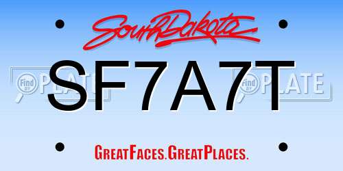 SF7A7T South Dakota License Plate