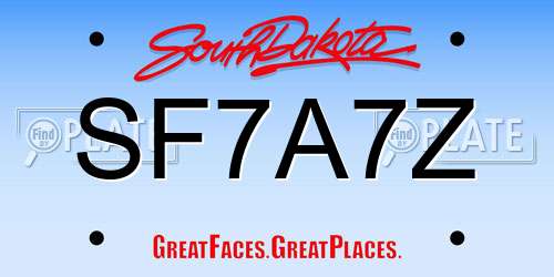 SF7A7Z South Dakota License Plate