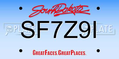 SF7Z9I South Dakota License Plate