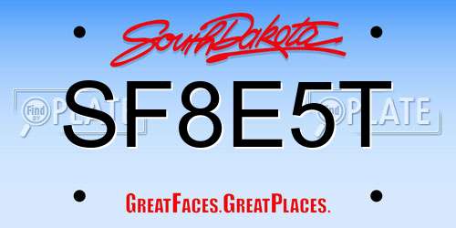 SF8E5T South Dakota License Plate