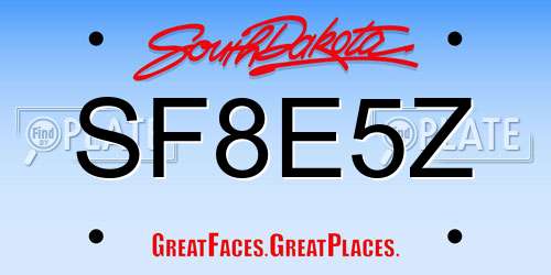 SF8E5Z South Dakota License Plate