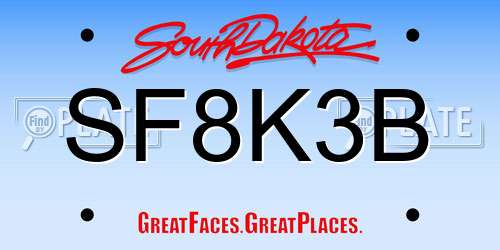 SF8K3B South Dakota License Plate