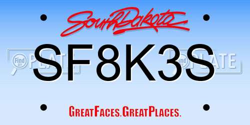 SF8K3S South Dakota License Plate