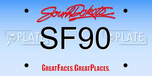 SF90 South Dakota License Plate