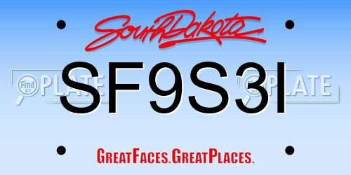 SF9S3I South Dakota License Plate