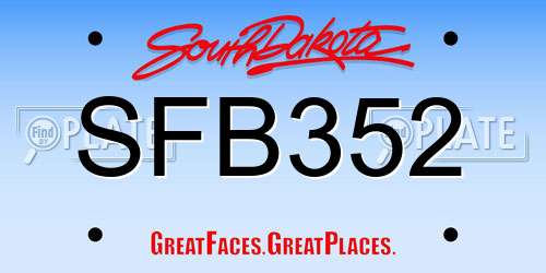 SFB352 South Dakota License Plate