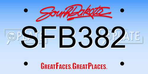 SFB382 South Dakota License Plate
