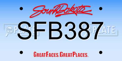 SFB387 South Dakota License Plate