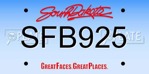 SFB925 South Dakota License Plate