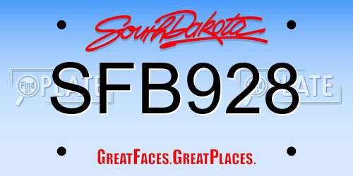 SFB928 South Dakota License Plate