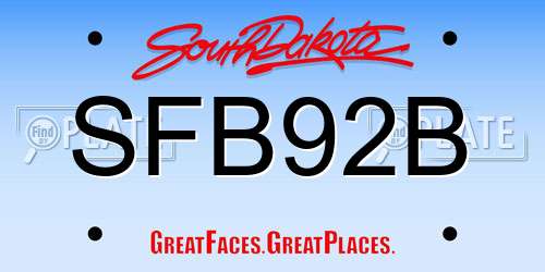 SFB92B South Dakota License Plate