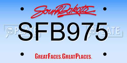 SFB975 South Dakota License Plate