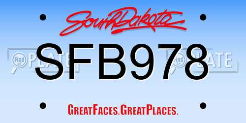 SFB978 South Dakota License Plate