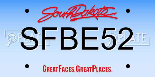 SFBE52 South Dakota License Plate