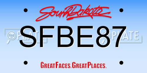 SFBE87 South Dakota License Plate