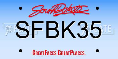 SFBK35 South Dakota License Plate