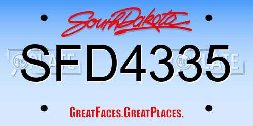 SFD4335 South Dakota License Plate