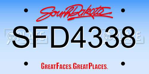 SFD4338 South Dakota License Plate