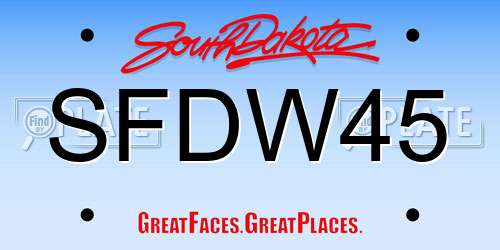 SFDW45 South Dakota License Plate