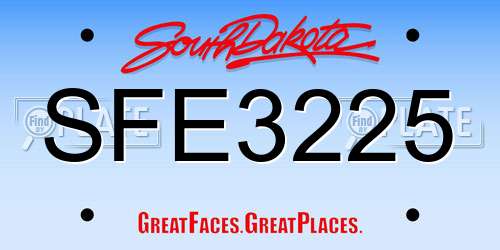 SFE3225 South Dakota License Plate