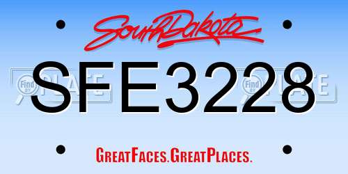SFE3228 South Dakota License Plate