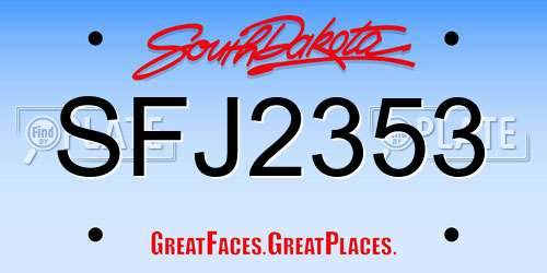 SFJ2353 South Dakota License Plate