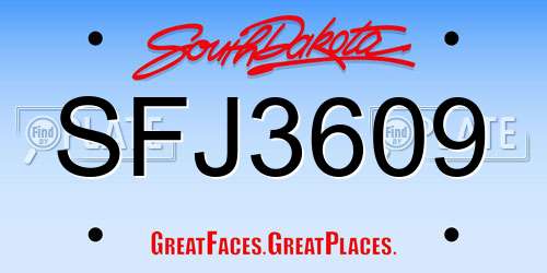 SFJ3609 South Dakota License Plate
