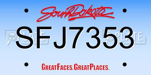 SFJ7353 South Dakota License Plate