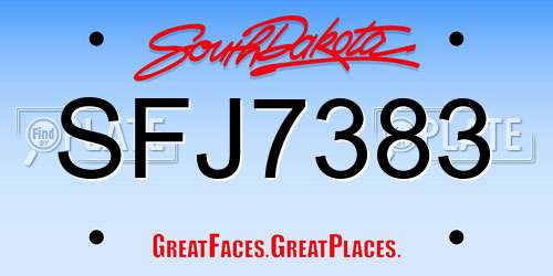 SFJ7383 South Dakota License Plate
