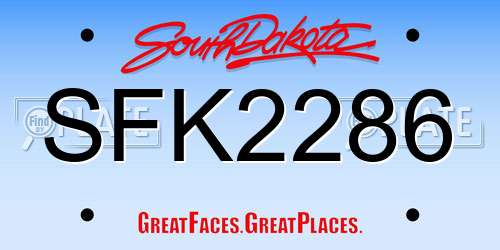 SFK2286 South Dakota License Plate