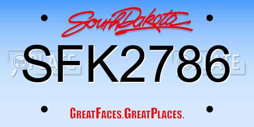 SFK2786 South Dakota License Plate